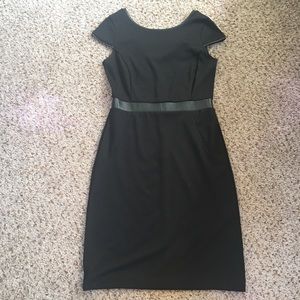 black dress with leather trim Limited body con